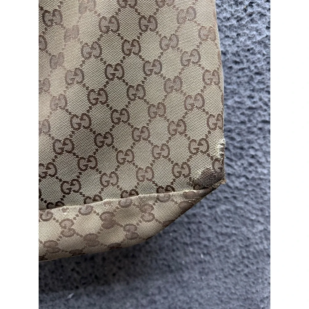 Gucci GG Women's Monogram Canvas Large Horsebit Hobo Shoulder Bag Beige